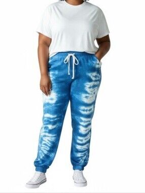 Livi Lane Bryant tie dye lounge sweatpants blue 10/12 NWT